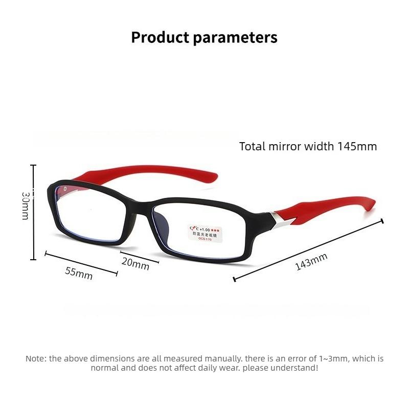 Sports Style Square Frame Anti Blue Light Presbyopia Eyewear Fashionable High Definition Reading Glasses Diopter +1.0 To +4.0