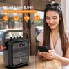 Karaoke-Maschine mit 2 kabellosen Mikrofonen, 5200mAh tragbares Lautsprecher-Set Bluetooth 5.0 wiederaufladbares PA-System mit TWS, FM, REC