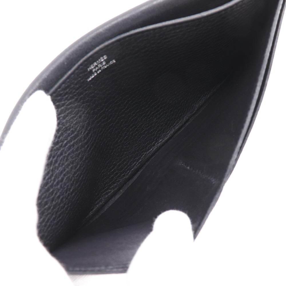 HERMES Dogon Long Purse black Taurillon Clemence unisex Used