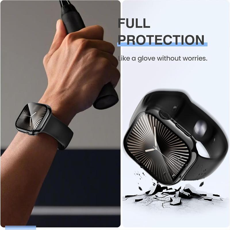 Tempered Glass+Cover For Apple watch series 11 10 9 6 SE3 7 8 5 Case 46mm 42mm 45mm 41mm 44mm 40mm Screen Protector Accessories