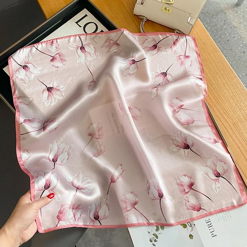 Luxus Blumendruck 100% Seide Quadratisches Tuch Damen Halstuch Foulard Haarband Stirnband Krawatte Handtaschenband Geschenk