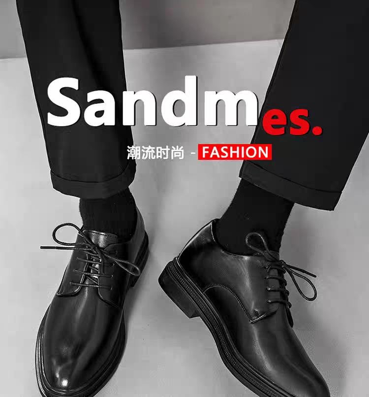 Men's leather shoes men's autumn and winter business dress soft leather soft sole pointed wedding groom lace-up suit shoes high-end