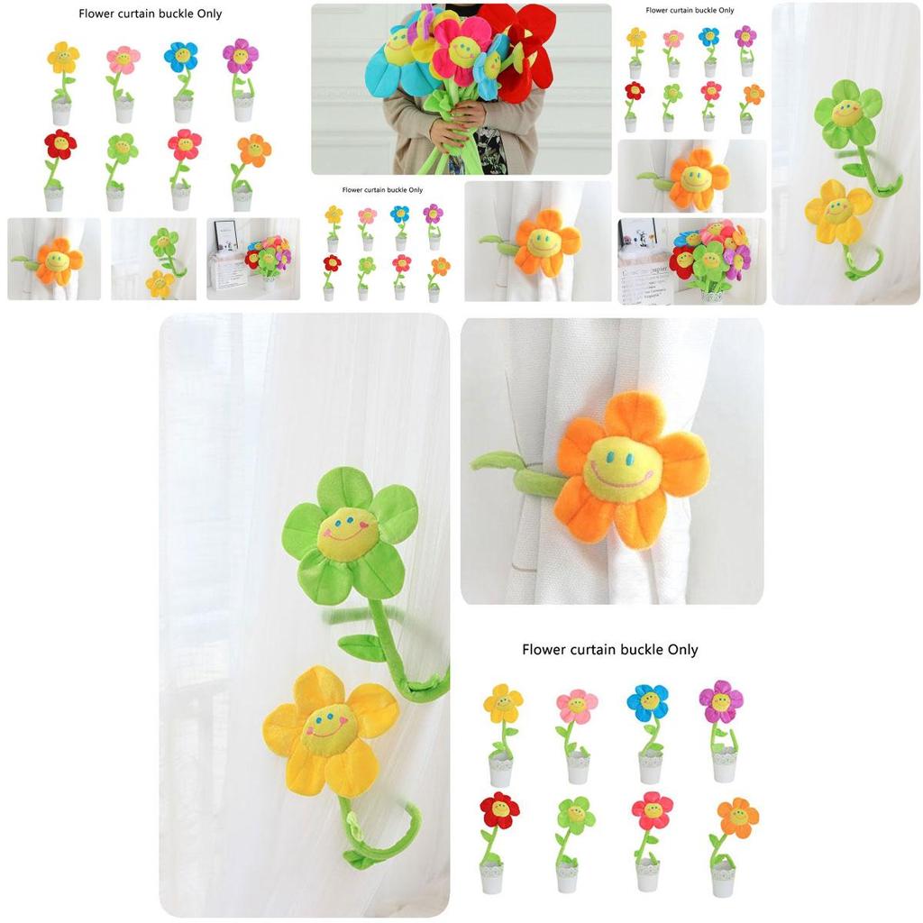 Sunflower Rose Window Treatment Tieback Short Plush 8 Vivid Colors 3 Height Options