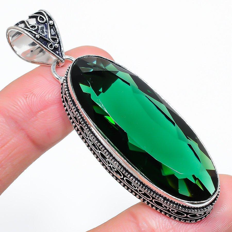 

Винтажный кулон ручной работы с хром-диопсидом, этнические украшения, 2,56 дюйма, VR-1920