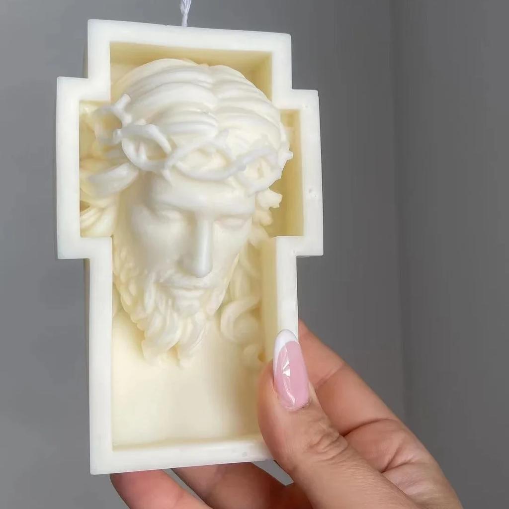 DIY 2D/3D Jesus Mary Statue Resin Gypsum Silicone Mold Cross Jesus Statue Sculpture Candle Silicone Mold gypsum mould wax mold