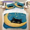 Black Cat Pattern Bedding Quilt Set Quilt Cover Pillowcase Home Decoration Birthday Gift (1 * duvet cover + 2 * pillowcase, without core)