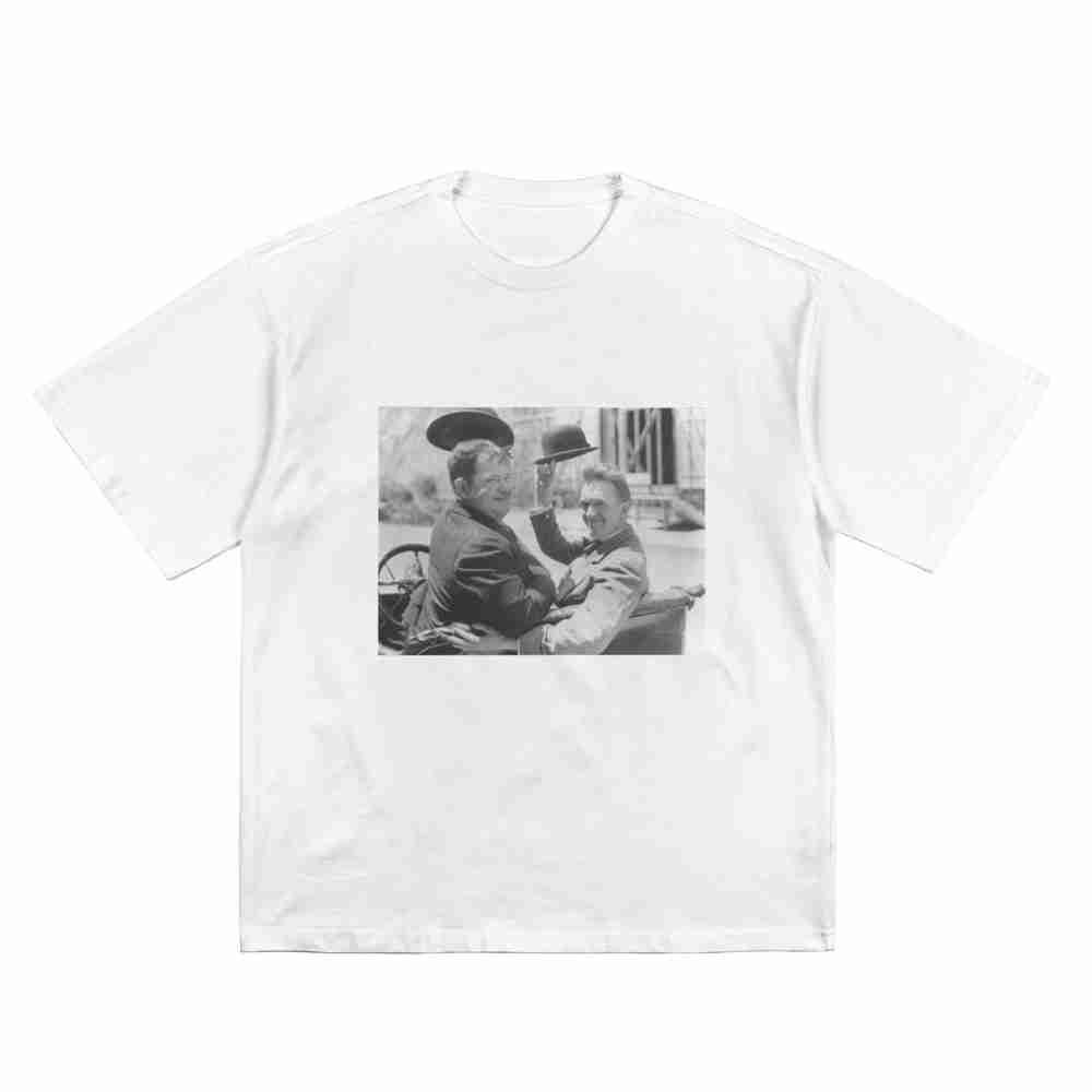 T-shirt Manches Courtes Classique Duo Comique Noir Et Photo 100% Coton