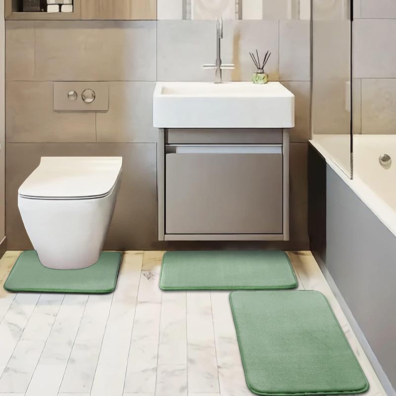 Non-Slip, Absorbent, Dirt-Resistant Bathroom Mats - Simple Style Flannel Floor Mats