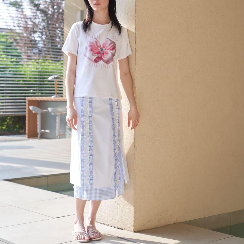 Seutyudiopolaenkeompeoni Frill Cotton Midi Skirt