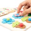 Montessori Diy Wooden Flower Puzzle Board Game With Cards Shape Color Cognition & Matching Geometric Educational Toy For Kids