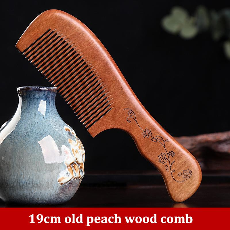New Anti-Static Handcrafted Natural Peach Wood Hair Comb Head Massage Sandalwood Comb Hair Care Diy Styling Tool
