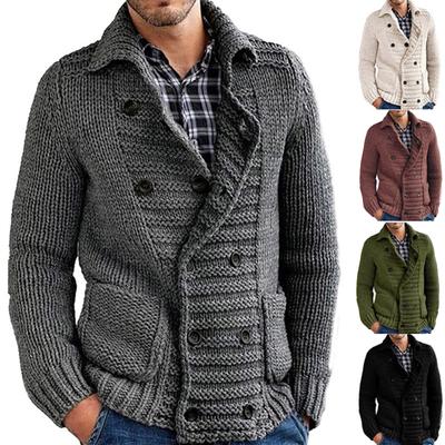 Und Winter Herrenmode Lockerer Cardigan Warmer Revers Kapuzenjacke Pullover Strickmantel