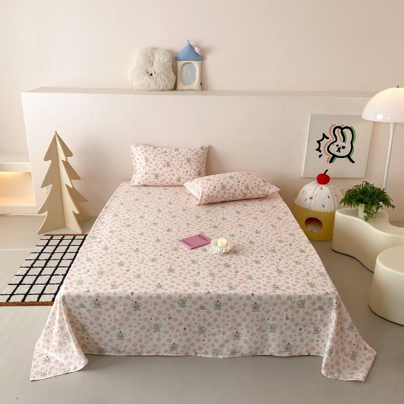Class A Printed Cartoon Double Yarn Bed Sheet Single Piece Summer Single Sheet Mattress Protector, without Pillowcase