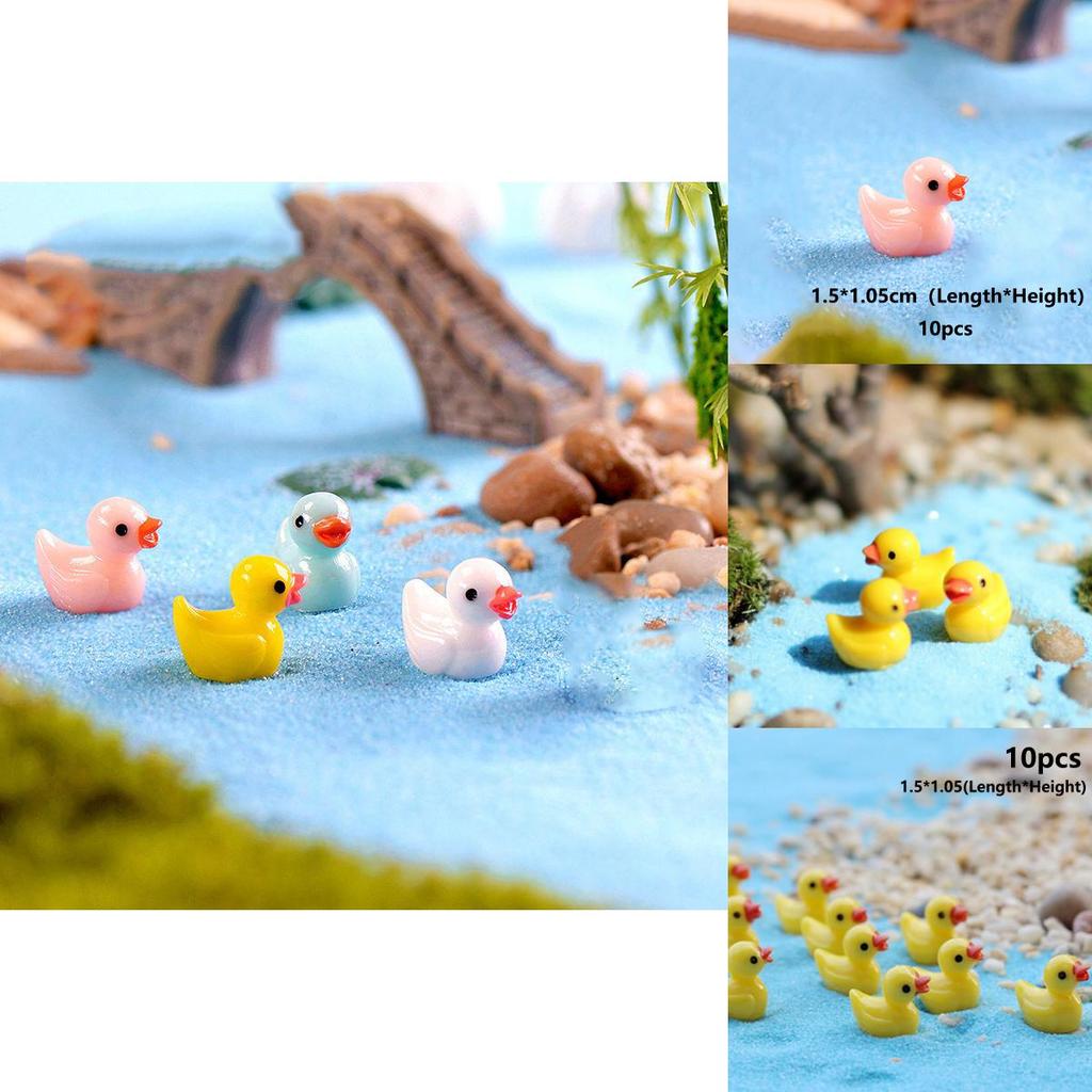 Adorable 5 Colors Mini Colorful Duck Resin Ornaments For Charming Micro Landscapes