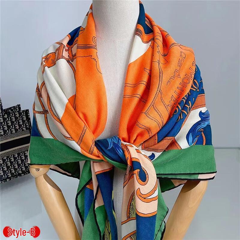Women's Versatile Wool Blend Large Square Scarf & Shawl