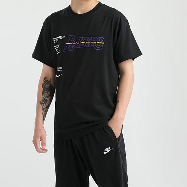 Nike NBA Courtside Los Angeles Lakers Short Sleeve Training T-Shirt Men Tops Black CK8028-010