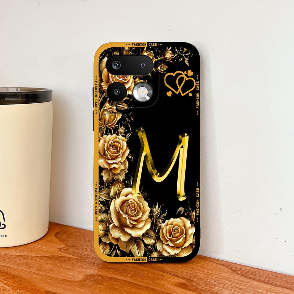 Phone Case For Realme 16 Pro Plus 5G Pretty Rose Letter Lightweight Funda For Realme 16Pro+ Anti Drop Soft Liquid Silicone Shell