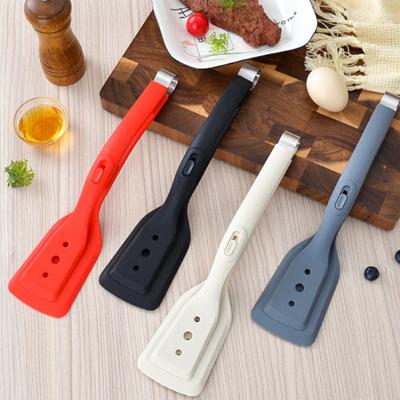 2-in-1-Silikon-Spatel, Bratschaufel-Clip, rutschfester Griff, flexibler Kopf mit Knopfverschlüssen, hochtemperaturbeständiger Grill-Fleischclip für den Außenbereich