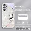 Beaded Panda Silver For Samsung Galaxy S23 U Ltra 24 Plus S20 21 FE S25 Ultra A70 A72 73 51 52 53 Tempered Glass Phone Case