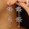Earrings Bracelet Double Sun Spiral Pendant Retro Ethnic Style Bracelet Micro-Paved Cubic Zirconia Inlaid Sun Shape Drop Earrings Jewelry Gift