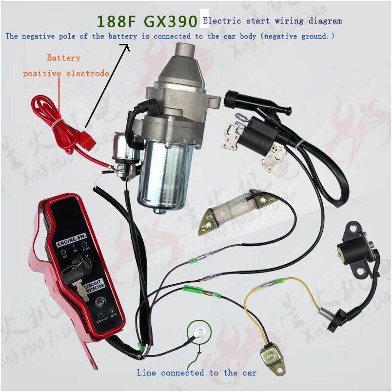 Electric Start Kit Flywheel Starter Motor Switch Ignition For Honda GX390 13HP Engines and Generators