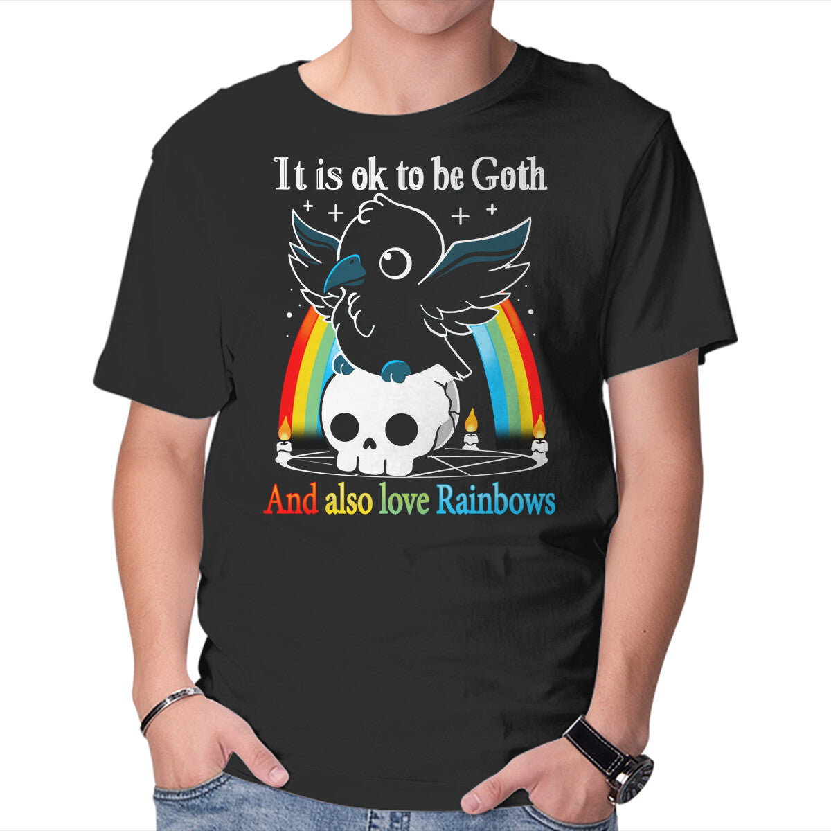 Unisex Crew Neck T-Shirt Be Goth Graphic Short Sleeve Casual Tee S