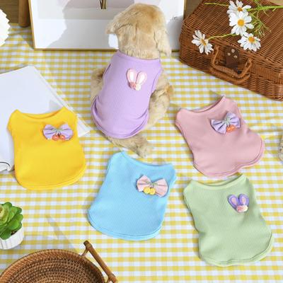 Summer Pet T-shirt Breathable Sleeveless Round Solid Color Medium Dog Collar Small Puppy Tee Shirt Clothes Pet Supplies