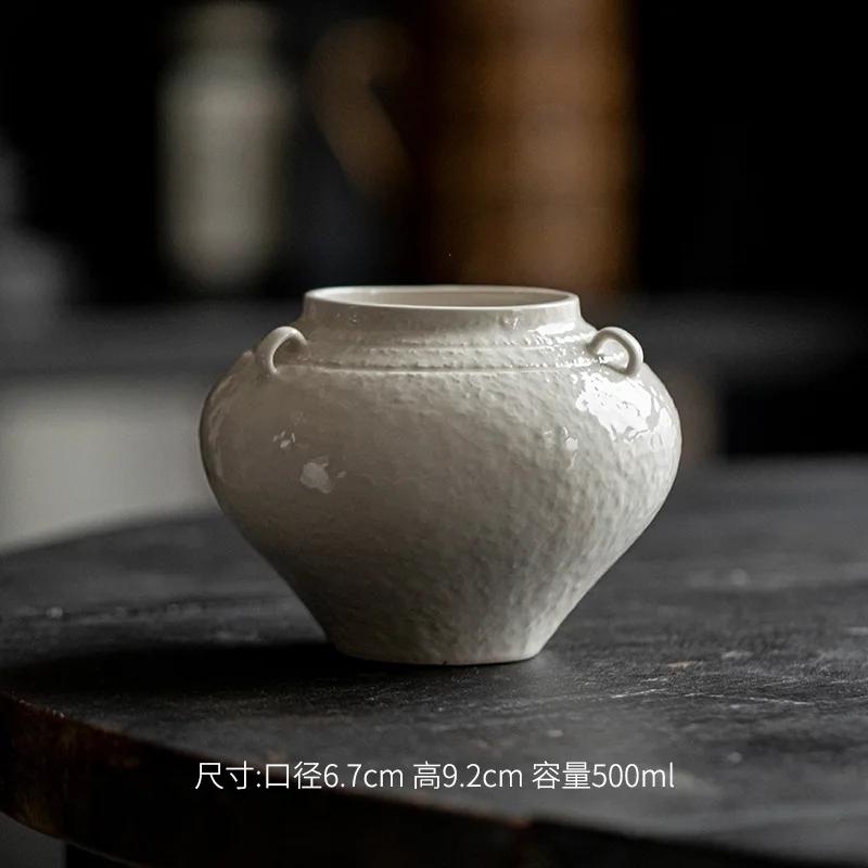 Handgjord Gräs Trä Aska Jianshui Zen Blomvas Pinseltvättare Teavfallsbehållare Teaska Cylinder Tunna Tebords Hantverk