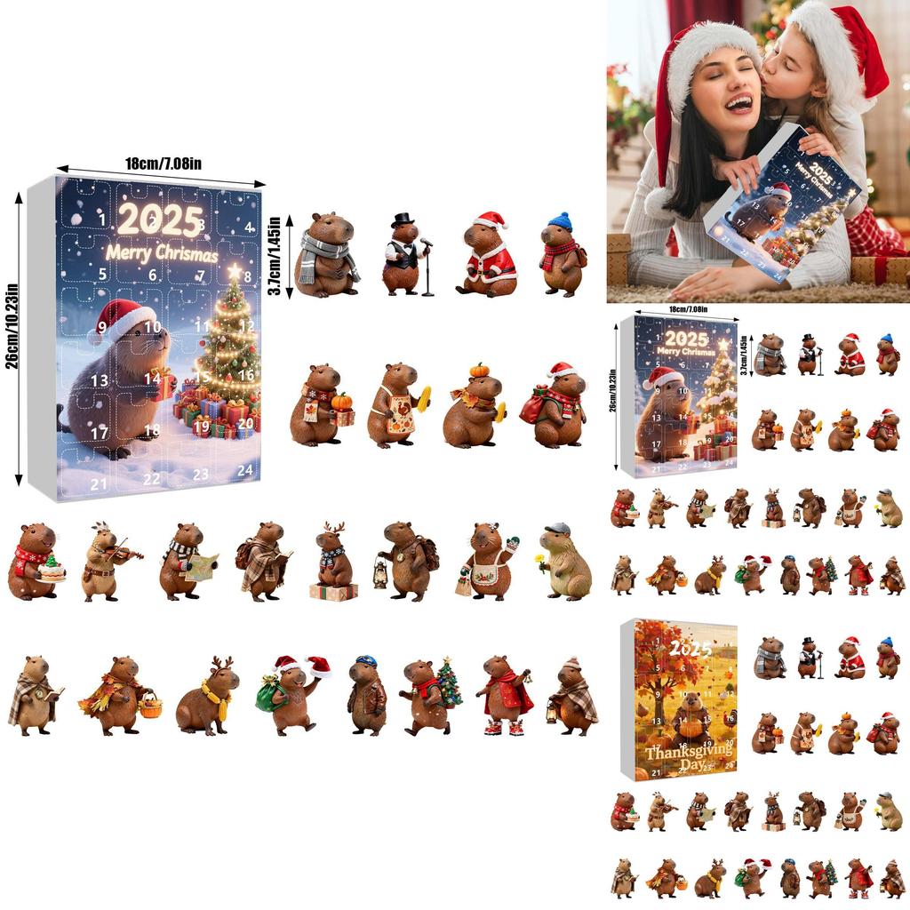 Weihnachts-Countdown Blind Box mit Murmeltier-Figuren Acryl-Wanddeko für Weihnachtsgeschenk