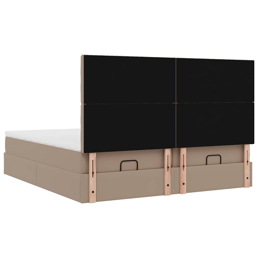 Ottoman Bed with Mattresses Cappuccino 180x200 Cm Faux Leather