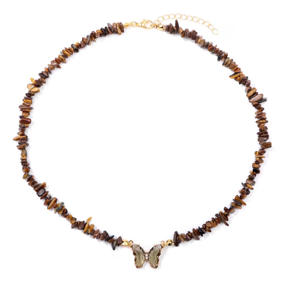 Bohemian Natural Stone Bead Choker Necklace Handmade Irregular Ladies Gemstones Beaded Jewelry Collar Party Friend Gift Femme