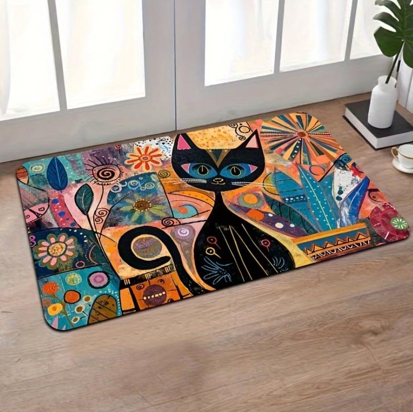 Artistic Cat Pattern Welcome Mat - Colorful Entrance Rug Home Decor for Hallway & Living Room  Decoración Hogar Moderno