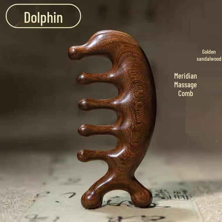 

Многофункциональная массажная расческа из золотого сандала - Антистатическая меридианная расческа для головы