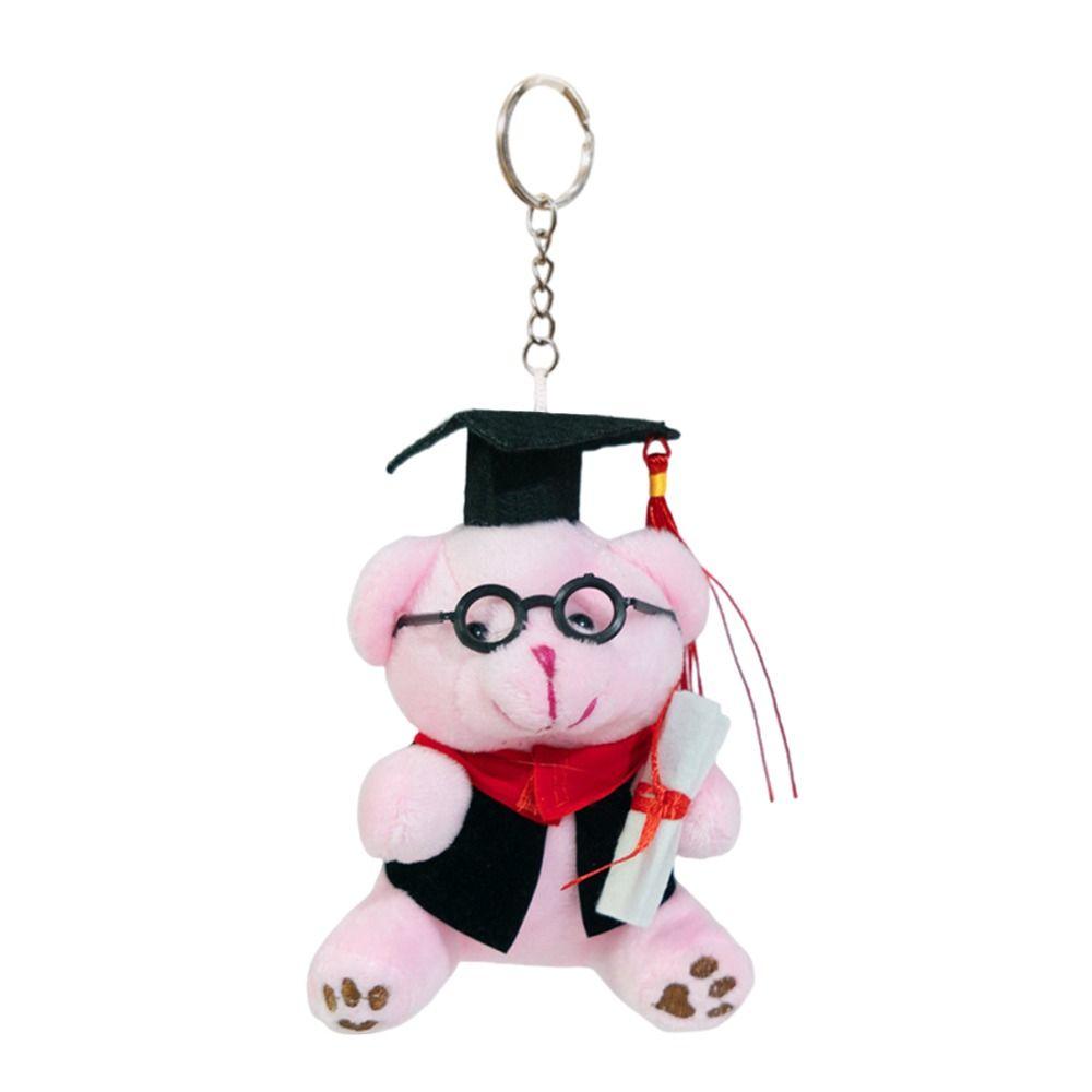 12cm Glasses Bear Doctor Bear Plush Toy Cartoon Bag Hanging Pendants Graduation Gift  Graduation