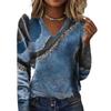 Autumn Winter Fashion V-Neck Printed Long Sleeve T-Shirt Women's