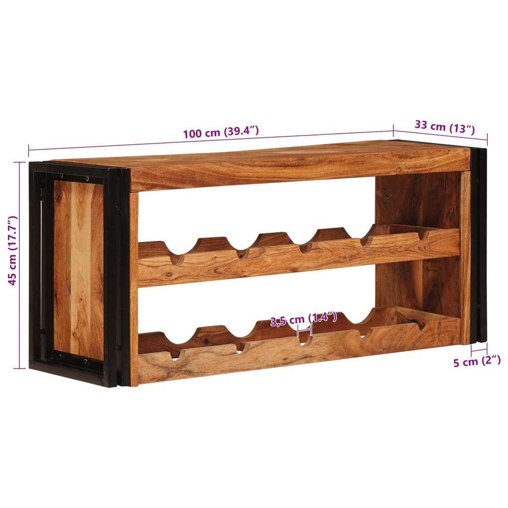 Wine Rack Brown 100 X 45 X 33 Cm Solid Acacia Wood