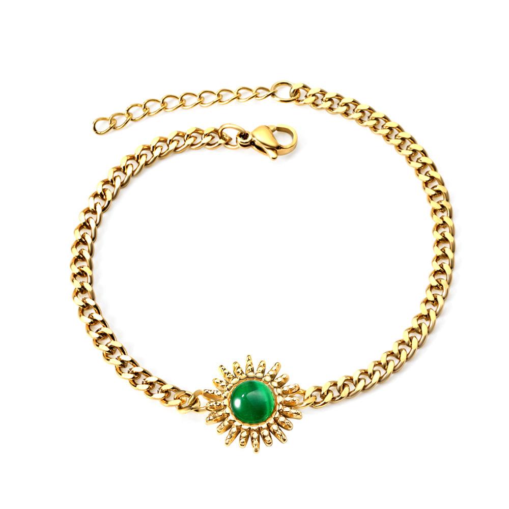 Vintage Fashion Colorful Zircon Sun Bracelet Light Luxury Gold Hand Jewelry