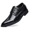 Luxury Brand Men's Leather Shoes Lace Pointy Derby Oxford Print Casual Mens Dress Shoes Man Wedding Party Shoes for Men