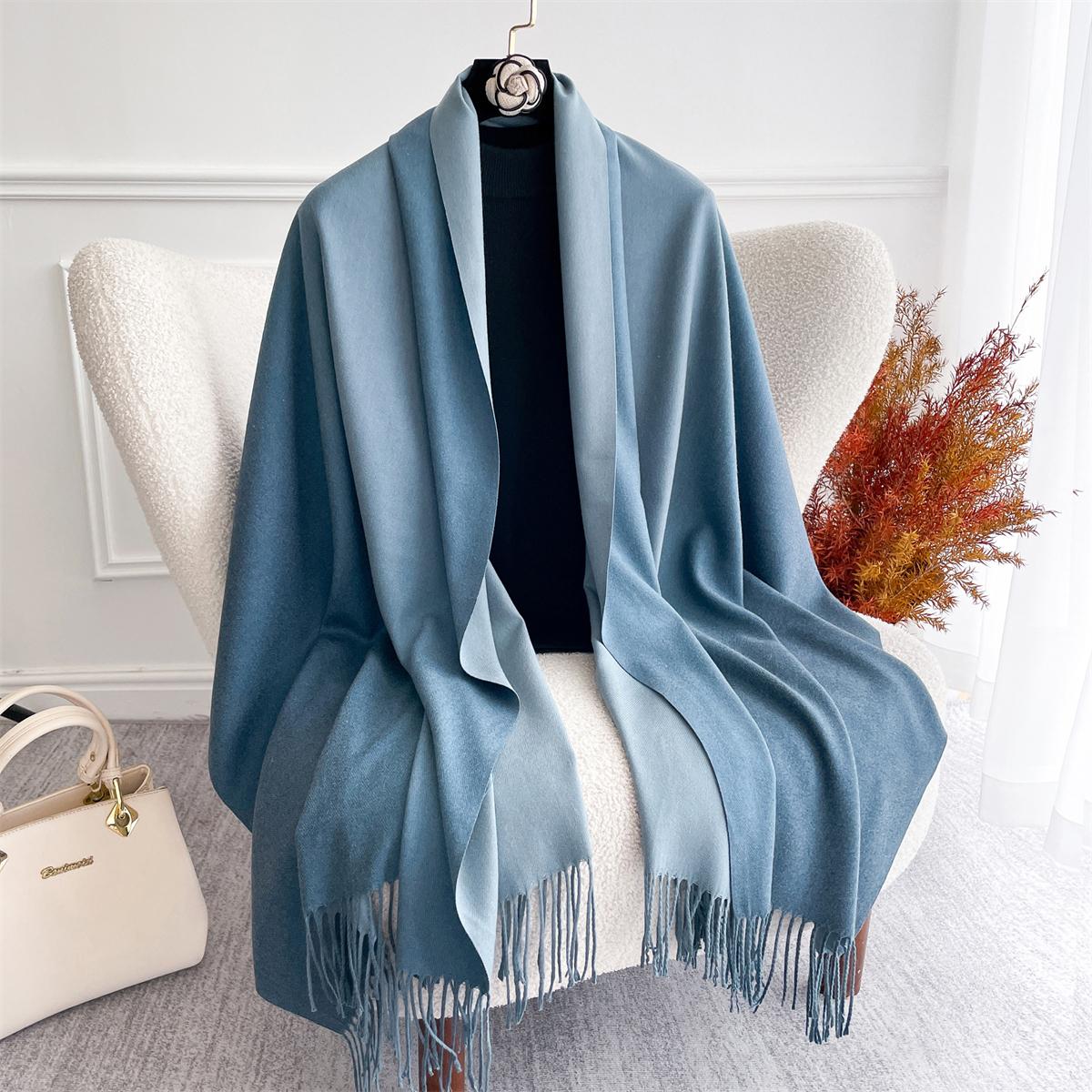 

Gradual Color Women Scarf Winter Warm Thick Cashmere Shawl Wraps Bufanda Female Tassel Scarves Pashmina Foulard Neckerchief 70x190cm