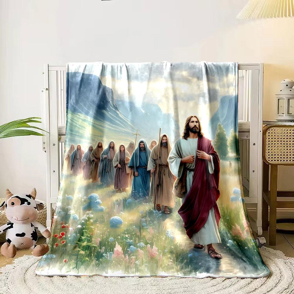 Jesus And Disciples Landscape Blanket  Printed Blanket for Living Room Bed Couch Lunch Break Soft Cozy Blanket for Friend's Festival Gift