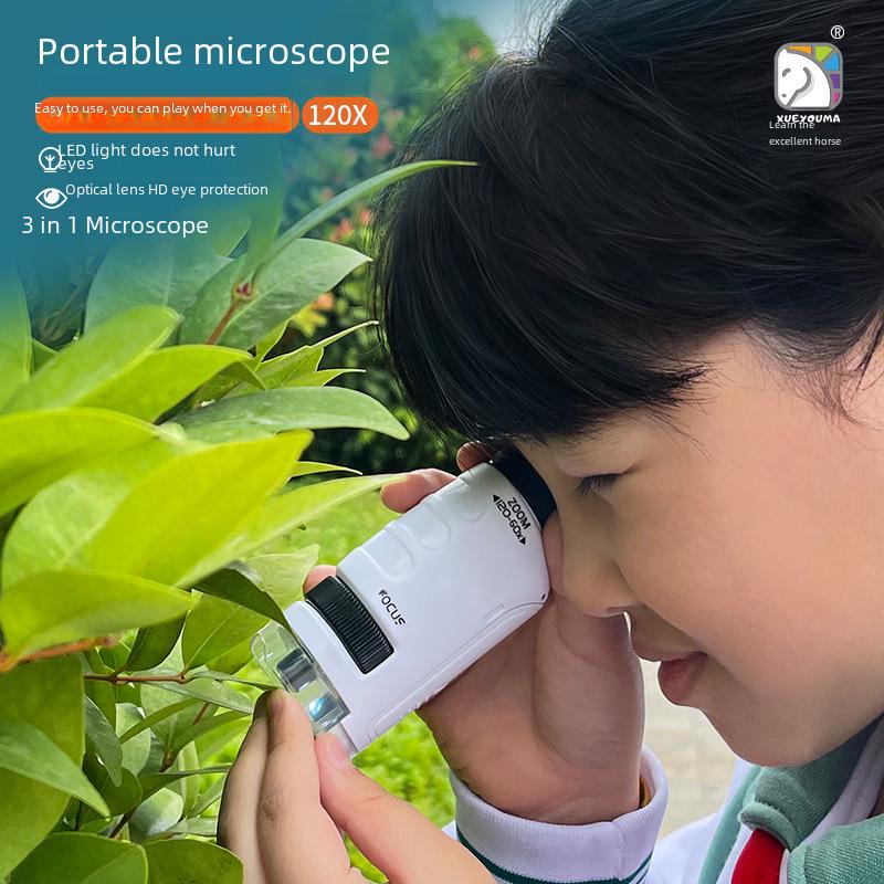 

Xueyouma Handheld Portable Microscope Science Set for Kids