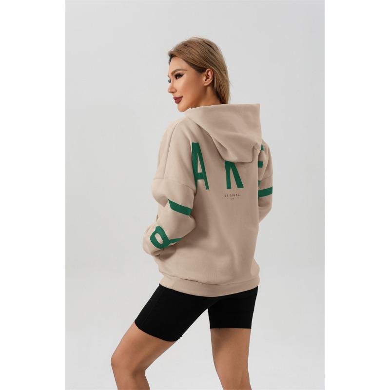 New fashionable printed thickened versatile long-sleeved loose hooded sweatshirt