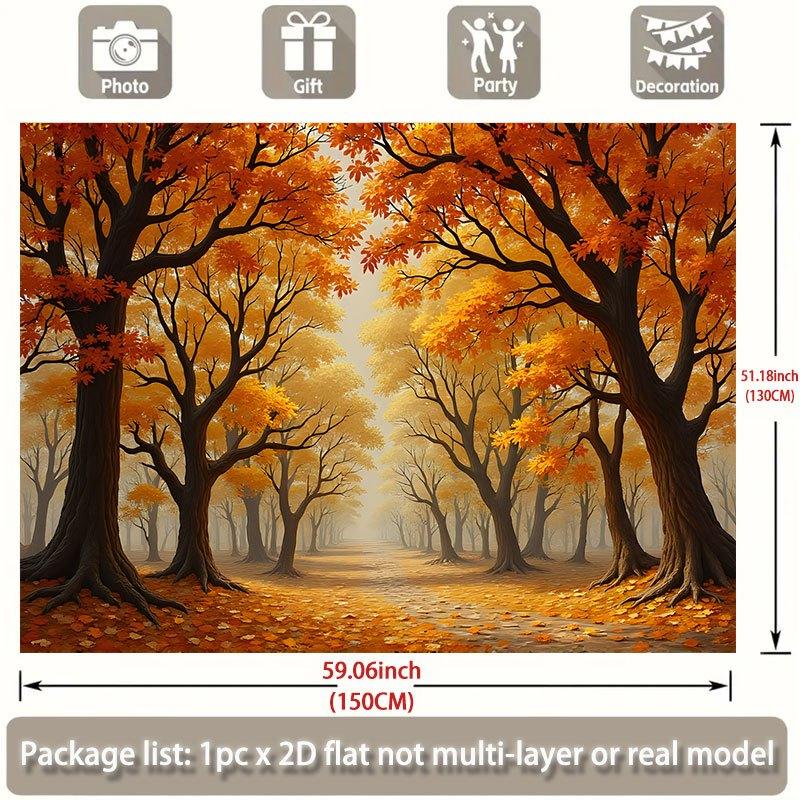 Two-dimensional Plane 1 Piece Per Pack - Autumn-themed Forest Path Banner Made of Anti-wrinkle Polyester fabric.PMJ