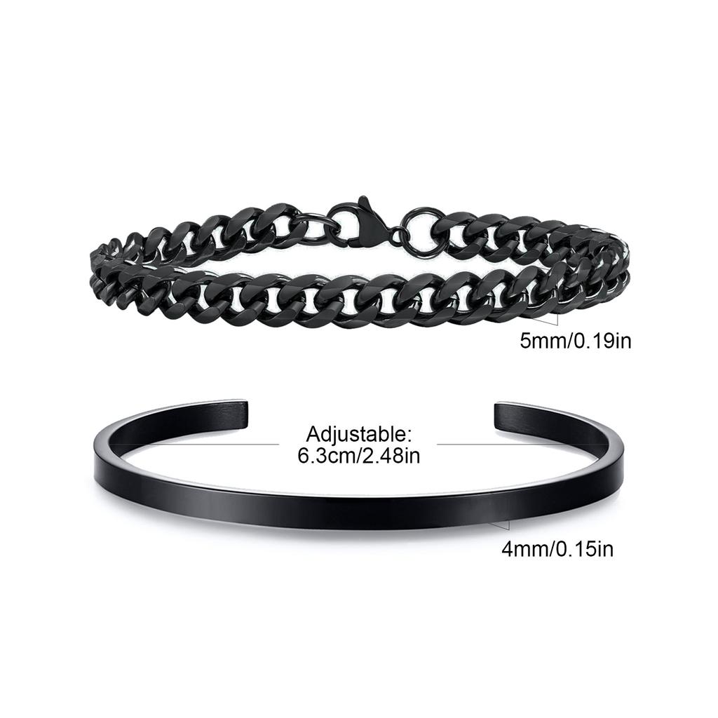 5mm Cubaanse Ketting Armband voor Mannen Jongens, Waterdichte Roestvrijstalen Manchet Armband, Eenvoudige Minimalistische Sieraden Cadeau