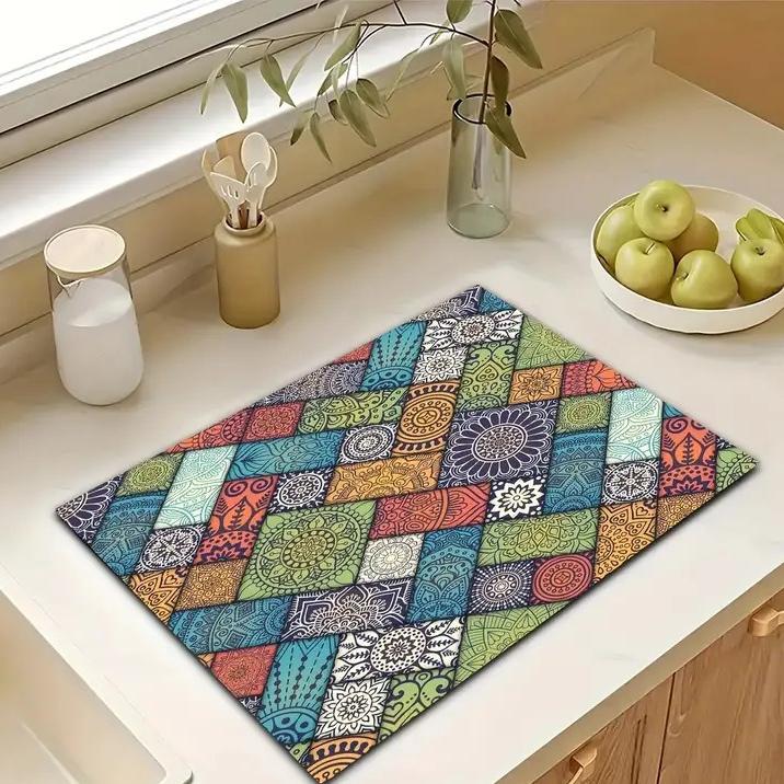 

Коврик для столешницы в стиле ретро для кухни, впитывающий влагу, антиплесневый быстросохнущий коврик, нескользящий домашний декор 20x30cm