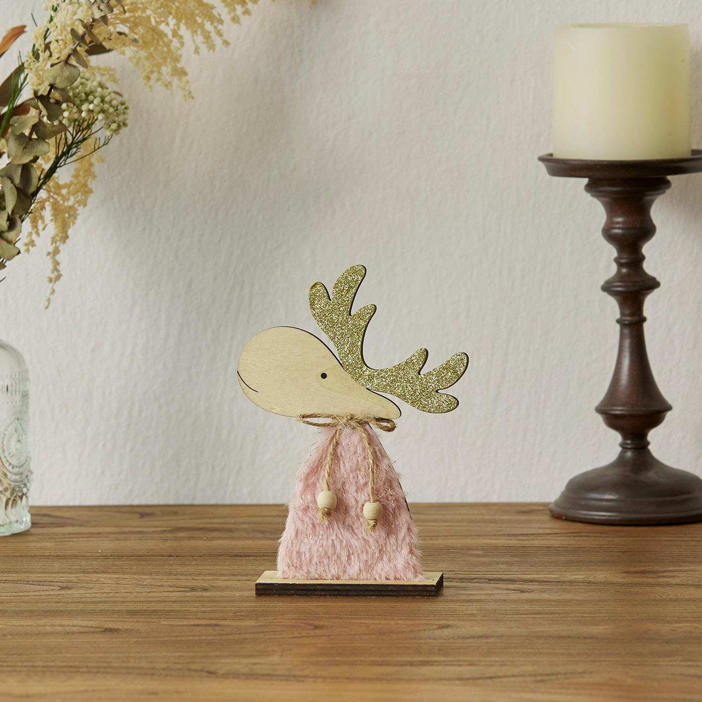 

1PC Home creative Christmas wooden elk desktop ornaments window display small gifts Christmas decorations S розовый