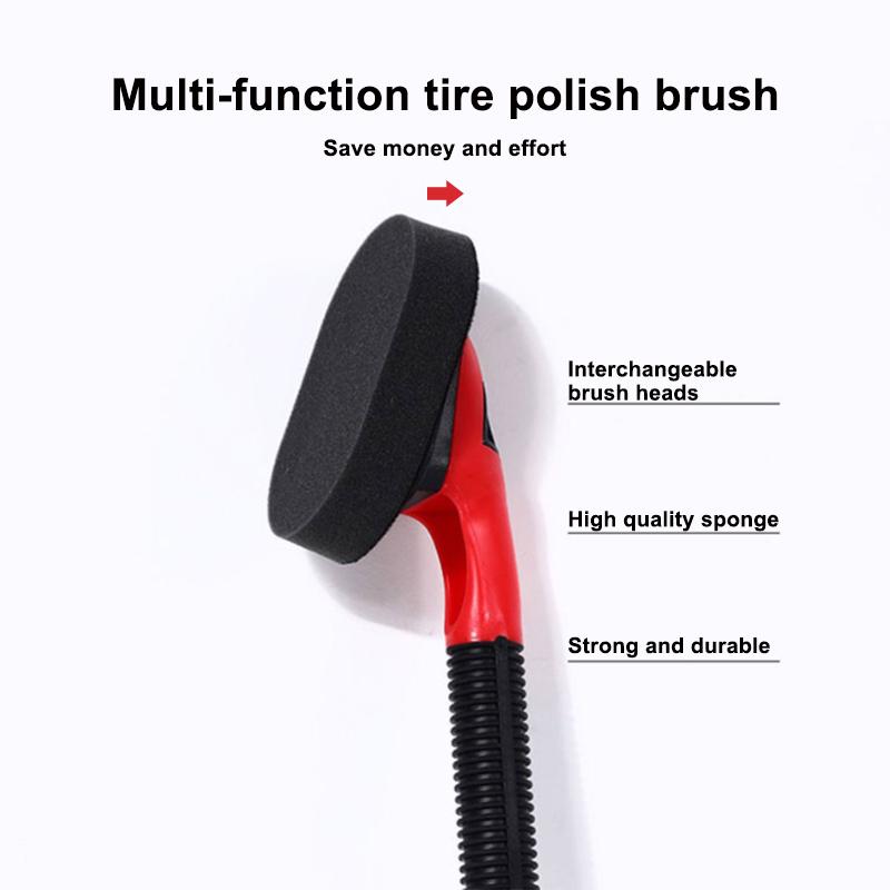 SEAMETAL Car Tire Wheel Waxing Sponge Long Handle Brush Anti-slip Cleaning Brush Polishing Tool