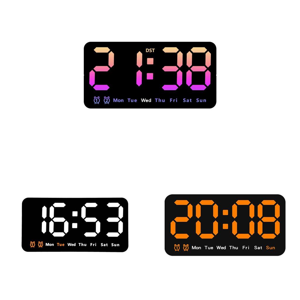 Digital Wall Clock With Temperature And Led Display For Living Room Decor