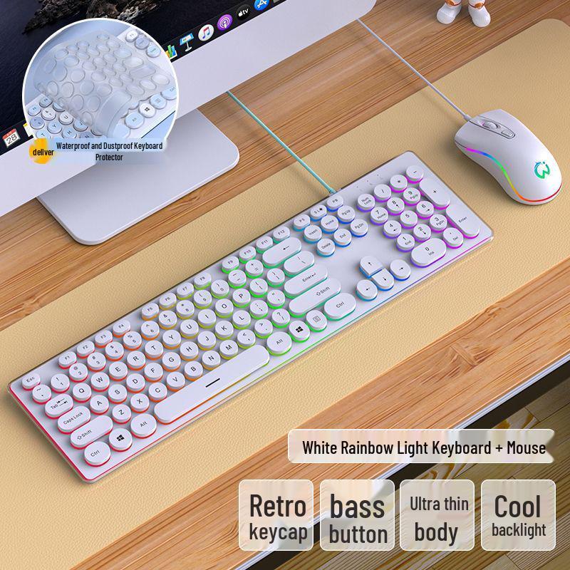 Silent Wired Chocolate Punk Keyboard - USB for Home, Office, Gaming, and Typing