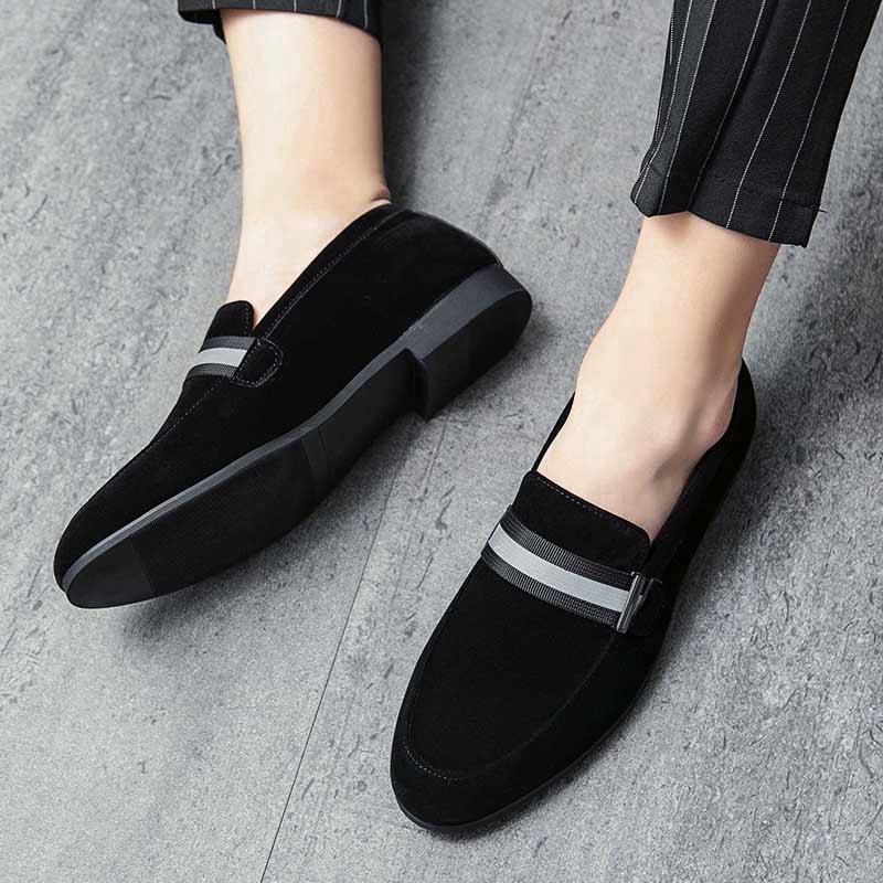 Fashion Luxury Fashion Designer New Black Brown Suede Leather Formal Shoes For Men Slip On Loafter Wedding Dress Homecoming